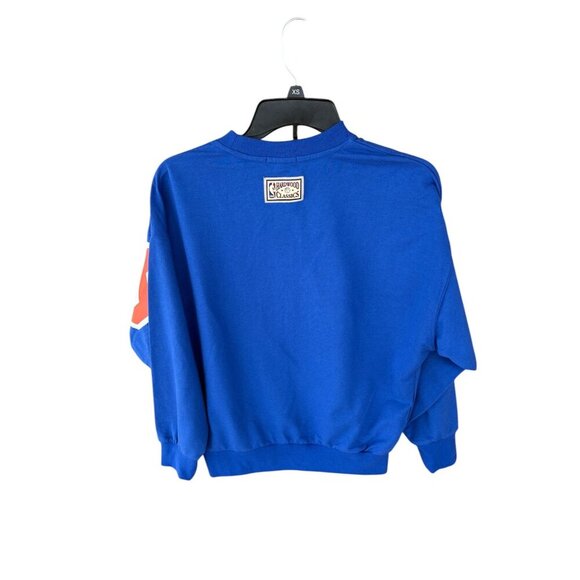 Mitchell & Ness Womens Knicks Hardwood Classics Blue Crewneck Sweatshirt NBA Gra - Picture 3 of 7